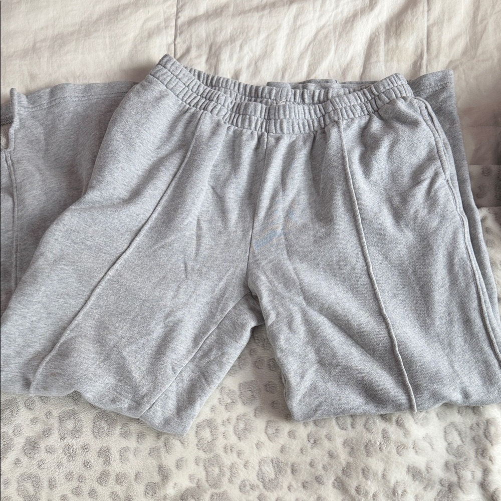 aerie heather gray women's sweatpants wide leg